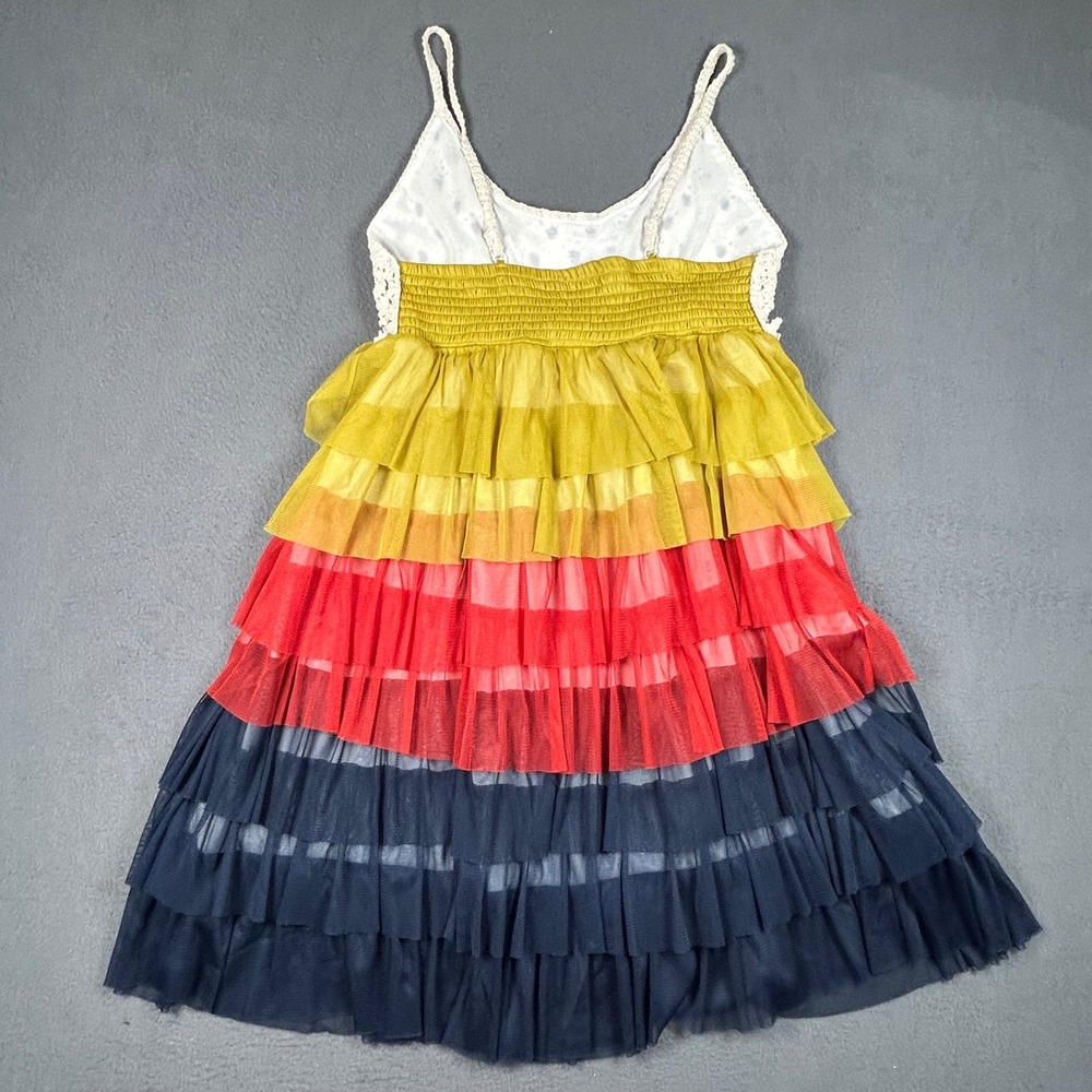 Unbranded Tiered Ruffle Dress Womens Medium Multicolor Crochet Boho Mini Dress - Picture 5 of 9